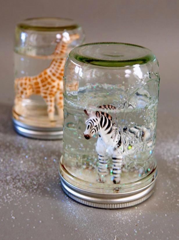 Decorative snow globe mason jar